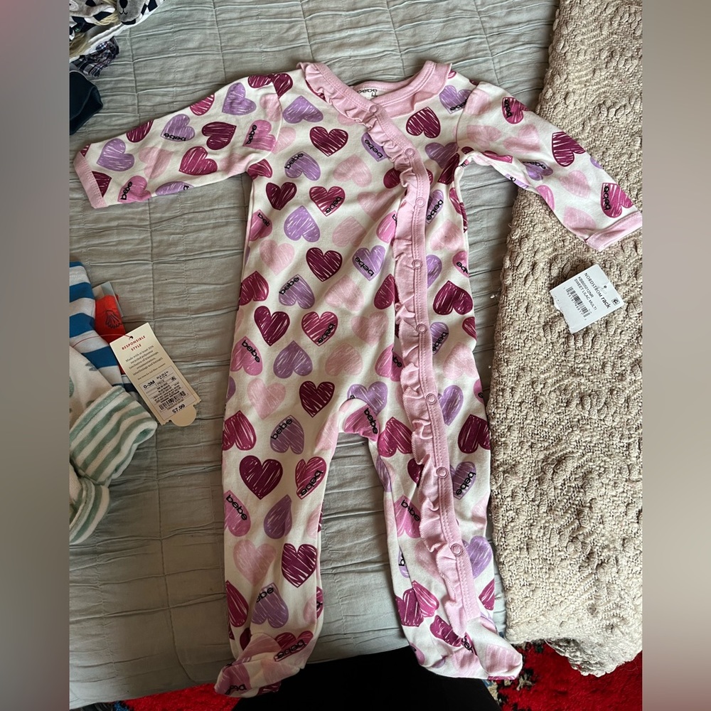 Bebe girls pajama onesie with matching headband
